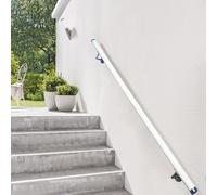 Rampe de sécurité antidérapante en bois pour personnes âgées et enfants - Design rond semi-circulaire avec supports métalliques - Blanc - 1,2 m - Parfait pour la sécurité à la maison.