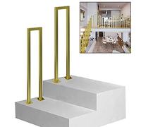 Rampe de sécurité en forme de U pour escalier à 1 marche dorée pour intérieur et extérieur en béton et en bois 100 cm