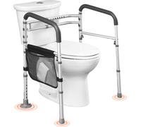 Rampe de sécurité pour toilettes SucceBuy, siège de toilettes pliable de 300 livres avec poignées antidérapantes, mains courantes de toilettes portables et polyvalentes avec tube renforcé en alliage d