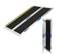 Rampe de Seuil Antidérapant 122 CM 270 KG Pliant Aluminium Rampe Mobile