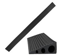 Rampe de Seuil de Porte 90 x 6 x 2 cm, Rampes de Seuil en PVC, Bande de Transition de Sol en Aluminium, Autocollantes Rampe de Seuil de Porte en Silicone pour Portes, Marches, Escaliers (Noir, 90cm)
