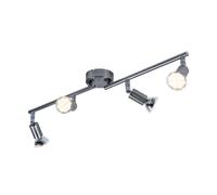 Rampe de spots LED plafonnier salon 4 flammes, métal argenté, 4x 4W 4x 320lm blanc chaud, L 60 cm