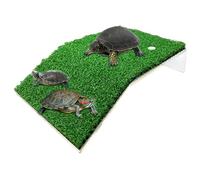 Rampe de tortue polyvalente, bassin à plateforme solaire, décoration d'aquarium avec gazon artificiel, espace de vie pour reptiles avec design d'escalade, zone pour accessoires de tortue, plateforme