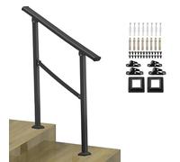 Rampe de transition en acier galvanisé, pour escalier extérieur de 1 à 3 marches, rampes d'appui réglables avec kit d'installation pour entrée de loft de villa - Noir(Height 95cm,80cm/32inch)