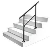 Rampe de transition en métal noir pour 2 ou 3 marches, rampe d'appui réglable pour escalier intérieur/extérieur, rampe d'escalier avec fixations murales(Height 95cm,120cm/47inch)