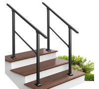 Rampe de transition pour marches extérieures, rampe de terrasse en acier galvanisé noir pour 1 à 3 marches, rampe d'escalier réglable pour porche et entrée.(Height 95cm,150cm/59inch)