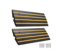 VEVOR Rampe de seuil caoutchouc 65 mm – Lot 2 antidérapantes 15 t, bandes réfléchissantes jaunes