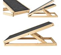 Rampe de voiture pour chien - Échelle robuste - Capacité de 150 kg - En bois massif - Pliable à plat - Hauteur réglable - Tapis antidérapant (70 cm x 35 cm x 30/40 cm)