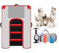 Rampe d'eau gonflable pour animaux de compagnie pour accès à la piscine et au bateau, échelle flottante avec surface antidérapante, design pliable avec sac de rangement pour pompe et corde de fixation