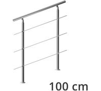 Rampe d'escalier 100 cm acier inoxydable 3 traverses main courante balustrade garde-corps aide escalier balcon intérieur extérieur