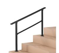 Rampe d'escalier 2 à 4 marches pour intérieur ou extérieur, kit de rampe d'escalier en acier galvanisé noir pour loft, villa, couloir, jardin, installation facile(Height 85cm,120cm/47inch)