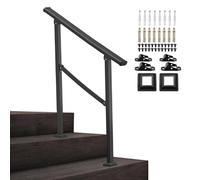 Rampe d'escalier 2 à 4 marches, rampe d'escalier extérieure au sol, rampe de transition ovale noire pour maison, jardin, entrée de maison(Height 95cm,150cm/59inch)