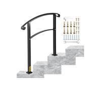 VEVOR Main Courante Escalier Fer Forgé Rampe Escalier 3 Marches Garde-Corps 63,5 cm Hauteur Max des Marches 52,5 cm rambarde Extérieur Intérieur pour Balcon Terrasse Maison Jardin Hôtel Porche Noir