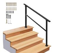 Rampe d'escalier 3 marches pour extérieur, rampe de jardin réglable et de transition avec poteaux doubles pour marches en béton et bois, garde-corps de sécurité antidérapant(C,120cm/47inch)
