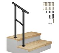 Rampe d'escalier à 2 marches, garde-corps extérieur de transition pour marches en béton, rampe d'escalier en acier galvanisé fixée au sol pour porche d'entrée(C,80cm/32inch)