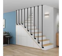 Rampe d'escalier à Montage latéral, Garde-Corps de Transition pour marches intérieures et extérieures, Main Courante de 30 à 150 cm pour escaliers, Garde-Corps Rond antidérapant(40cm)