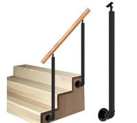 Rampe d'escalier à montage latéral pour marches extérieures, poteaux de balustre en fer forgé avec rampe de porche de transition réglable pour marches en béton ou escaliers en bois, noir(110cm(43.3in)