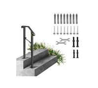 Rampe d'Escalier Arche Noire 2 Poteaux 1-2 Traverses Main Courante 88x97cm