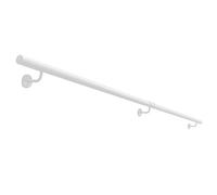 Rampe d'escalier blanche | Rampe industrielle de 0,3 m, 0,9 m, 1,5 m, 2,1 m, 4,6 m, 6,1 m avec raccords | Barre d'appui en tube rond en métal (100 cm)