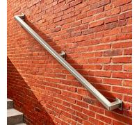 Rampe D'escalier De 1 À 20 Pieds, Support Mural Robuste En Acier Inoxydable Brossé, Rampe D'escalier Avec Kit, Barre D'appui De Sécurité, Mur De Briques En Bois Et En Béton(2.5m)