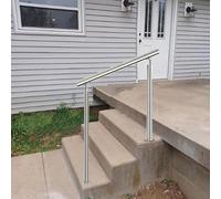 Rampe d'escalier d'extérieur en acier inoxydable - Pour marches et porches - Barre d'appui de transition pour intérieur/extérieur - Support de sécurité monté au sol