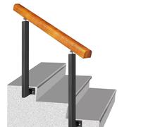 Rampe d'escalier d'extérieur réglable en bois pour 2 ou 3 marches - Montage latéral en fer forgé pour escaliers en béton - Design transitionnel - 95 cm de hauteur