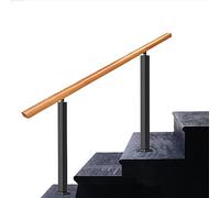 Rampe d'escalier d'extérieur réglable en fonte et bois massif pour 1 à 4 marches Idéal pour les personnes âgées Convient aux escaliers en béton/bois Noir