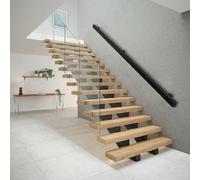 Rampe d'escalier d'intérieur antidérapante en fer noir de 36,6 m pour la sécurité des personnes âgées et des enfants, design durable de 350 cm, design pour un usage domestique