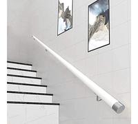 Rampe d'escalier d'intérieur en bois - Montée au mur - Ronde blanche de 4 m - Poignée antidérapante - Avec embouts pour un soutien sûr