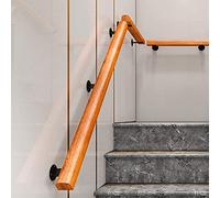 Rampe d'escalier d'intérieur en métal avec poteau carré et poignée en bois, parfaite pour les couloirs, les escaliers, la terrasse et la véranda - Comprend des vis pour une installation facile