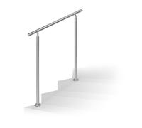 Relaxdays 10020766 Rampe d'escalier en inox pour extérieur 1,0 de long 2 poteaux et 0 tringle, argenté