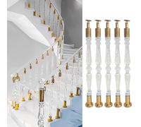Rampe d'escalier en cristal for terrasse, porche, intérieur, garde-corps, barreaux dorés avec vis(5 Pcs,90cm(35 3/8"))