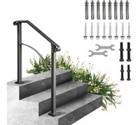 Rampe d'escalier en fer forgé forme arquée pour 2 à 3 marches pour l'extérieur Noir