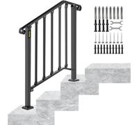 Rampe d'escalier en fer forgé noir pour 2-3 marches à l'extérieur