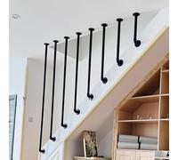 Rampe d'escalier en fer forgé noir - Rail d'appui en forme de L monté au plafond 0,6 m avec poignée de support de sécurité pour rampe d'escalier