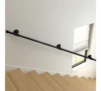 Rampe d'escalier en fer forgé pour intérieur/extérieur - 3 m/3,6 m/4 m/5,4 m - Noir