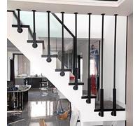 Rampe d'escalier en forme de L noire pour greniers, lattes en métal et colonnes de séparation, barre de sécurité et séparateur de pièce (style 2, 145 cm), solution durable et élégante