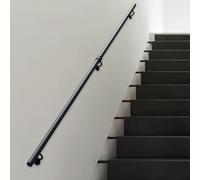Rampe d'escalier en tuyau industriel 30-600 cm, Mains courantes d'escalier en fer forgé noir charge de 440 lb, Rampe murale avec supports et vis(510cm)