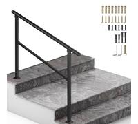 Rampe d'escalier extérieure, compatible avec 1 à 3 marches, rampe réglable pour porche de jardin, garde-corps de transition industriel pour marches en béton ou en bois(C,60cm/24inch)
