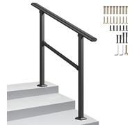 Rampe d'escalier extérieure de 1 à 3 marches, rampe de transition au sol pour balcons d'entrée, véranda, rampe d'escalier réglable pour marches en béton et ciment, noire(B,100cm/40inch)