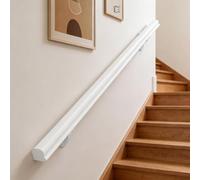 Rampe d'escalier extérieure de 80cm 120cm 1.5m 180cm 2m 3m, kit complet, Main courante d'escalier en bois pour murs intérieurs maison jardin couloir lofts, rampes de terrasse, blanc(60cm)