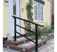 Rampe d'escalier extérieure, kit de rampe d'escalier réglable au sol, poteaux de garde-corps de jardin en acier galvanisé pour couloir, porche, rampe de sécurité de transition(B,80cm/32inch)