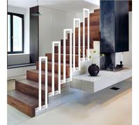 Rampe d'escalier extérieure, main courante noire, garde-corps extérieur, garde-corps intérieure en forme de U, main courante d'escalier, rampe d'escalier, pour balcon, couloir (L-blanc, 90 cm)
