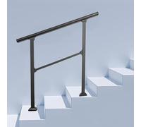 Rampe d'escalier extérieure pour 3 à 4 marches, rampe de transition en acier carbone avec kit d'installation, rampe d'escalier réglable à double colonne pour seniors, porche(Height 95cm,120cm/47inch)