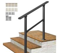 Rampe d'escalier extérieure, rampe de porche au sol, rampe de transition avec kit d'installation, rampe réglable, garde-corps de terrasse, noir(C,60cm/24inch)