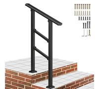 Rampe d'escalier extérieure réglable de 1 à 2 marches, pour terrasse de jardin, avec tige de support d'entrée, garde-corps de transition en acier galvanisé, rampes sur pied, noir(C,120cm/47inch)