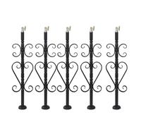 Rampe d'escalier extérieure réglable en acier inoxydable avec support plat - Élégantes tiges à fleurs noires for une utilisation intérieure et extérieure(5 PCS Black H 86 Cm/33.9 in)