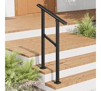 Rampe d'escalier extérieure réglable en fer galvanisé avec kit d'installation, garde-corps de transition pour couloir, terrasse, barre d'appui de sécurité.(C,60cm/24inch)