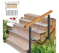 Rampe d'escalier extérieure, s'adapte aux rampes en Bois de 3 à 4 marches avec 2 poteaux en Fer forgé, Main Courante de Transition pour Porche de Jardin, Tige de Support de sécurité à Angle