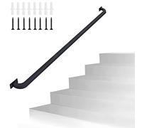 Rampe d'escalier industrielle en fer forgé intérieur/extérieur pour marches d'escalier durable, support mural solide pour plus de sécurité et de style